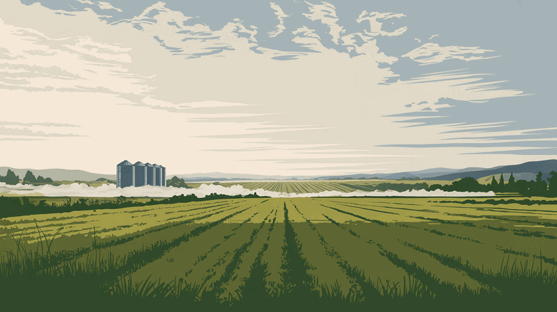 Illustration of farmland and canyon country near Twin Falls, Idaho